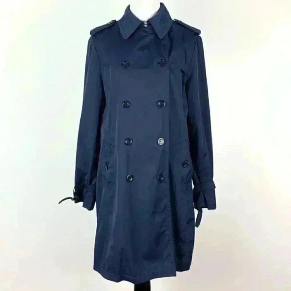 Lands end trench coat size M 10-12 Navy blue rain - Picture 1 of 12